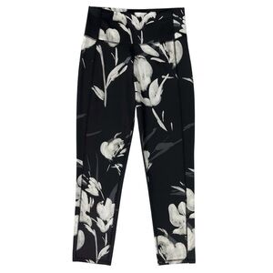 All In Motion Floral Leggings Black White High Waist Hidden Pocket Yoga XS
